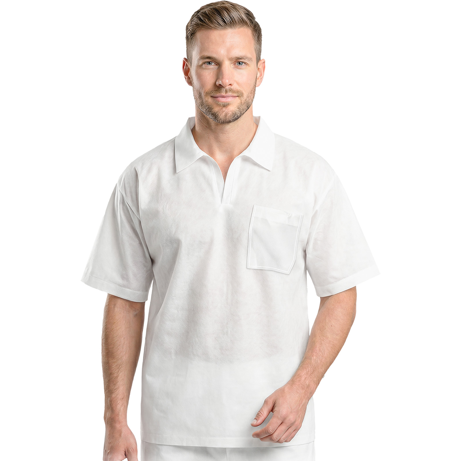 Jednorázový ochranný pracovný plášť polypro short Jednorázový ochranný pracovný plášť polypro short
